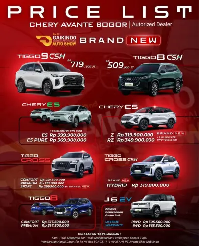 Pricelist Harga Chery joglo 2025